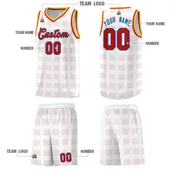 White Red Trailblazer Dot Pattern Basketball Jersey 5