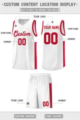 White Red Two-Tone Classic Basketball Jersey 2