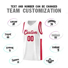 White Red Two-Tone Classic Basketball Jersey 4