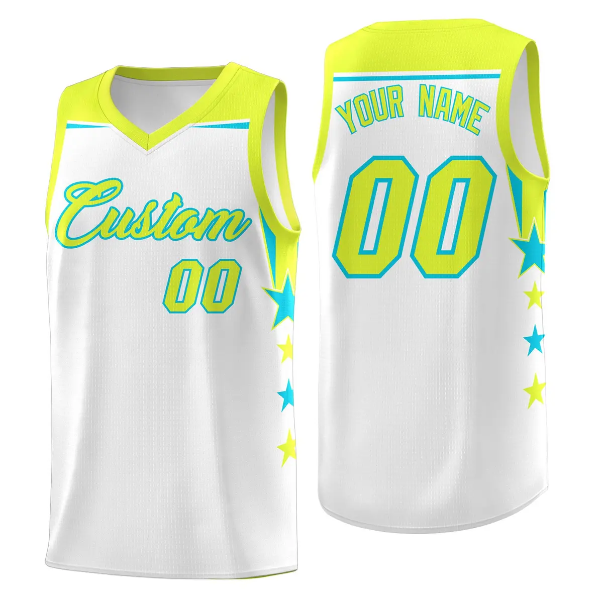 White Red Two Tone Side Star Color Block Quick-Drying Basketball Jersey