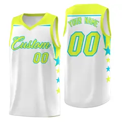 White Red Two Tone Side Star Color Block Quick-Drying Basketball Jersey 1