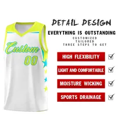 White Red Two Tone Side Star Color Block Quick-Drying Basketball Jersey 2