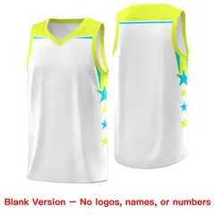 White Red Two Tone Side Star Color Block Quick-Drying Basketball Jersey 6