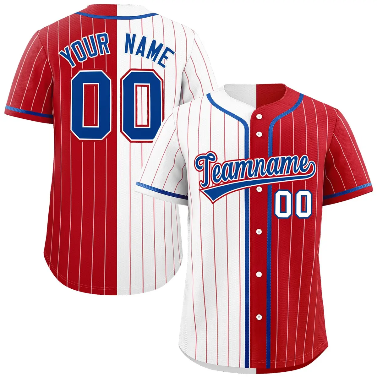 White Red Two Tone Striped Authentic Baseball Jersey