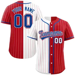 White Red Two Tone Striped Authentic Baseball Jersey