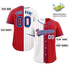 White Red Two Tone Striped Authentic Baseball Jersey 2