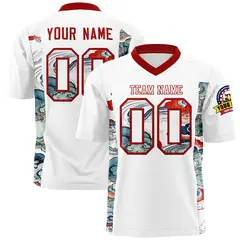 White Red Ukiyo-e Auspicious Clouds Graffiti Football Jersey 1