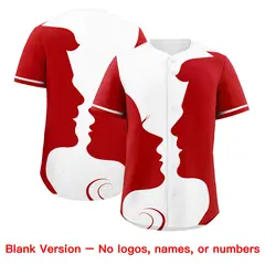 White Red Valentine's Day Couple Silhouettes Baseball Jersey 2