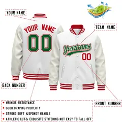 White Red Varsity Jacket with Leather Sleeves Wrinkle-Resistant 2