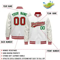 White Red Varsity Jacket with Leather Sleeves Wrinkle-Resistant 2