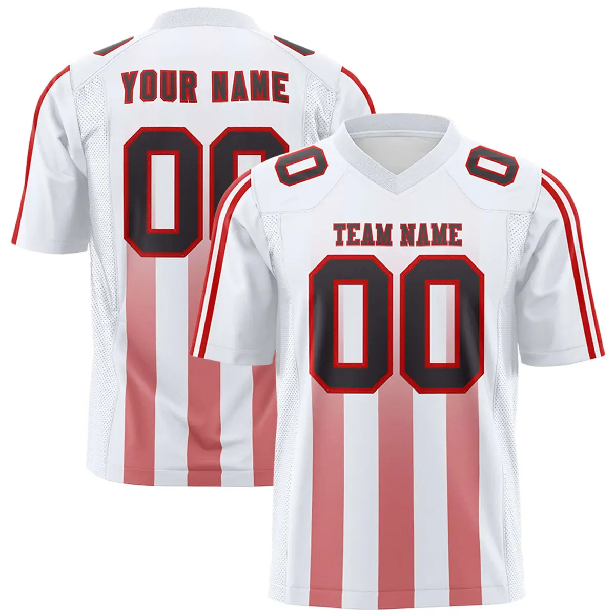 White Red Vertical Fine Stripe Gradient Football Jersey
