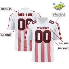 White Red Vertical Fine Stripe Gradient Football Jersey 2