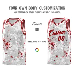 White Red Vice Burst Graffiti Basketball Jersey 3