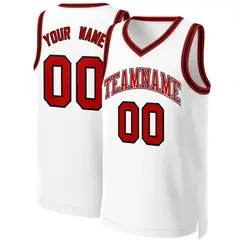 White Red-White Classic Basketball Jersey 1