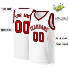 White Red-White Classic Basketball Jersey 2