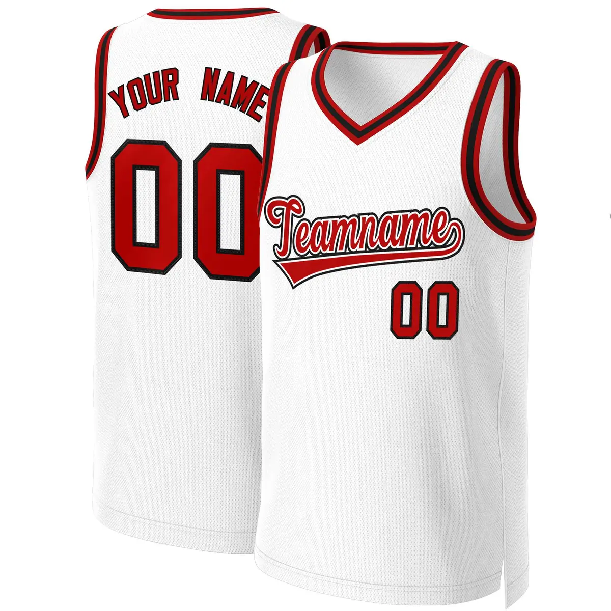 White Red-White Classic Basketball Jersey