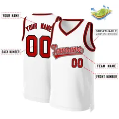 White Red-White Classic Basketball Jersey 2