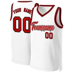 White Red-White Classic Basketball Jersey 1