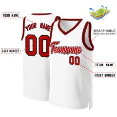 White Red-White Classic Basketball Jersey 2