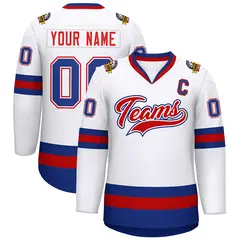 White Red-White Classic Style Hockey Jersey