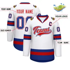 White Red-White Classic Style Hockey Jersey 2