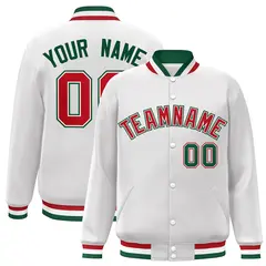 White Red-White Classic Varsity Full-Snap Letterman Jacket