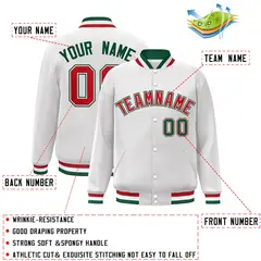 White Red-White Classic Varsity Full-Snap Letterman Jacket 2