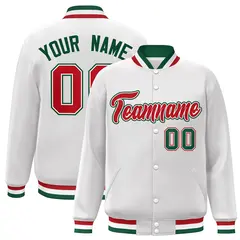 White Red-White Classic Varsity Full-Snap Letterman Jacket