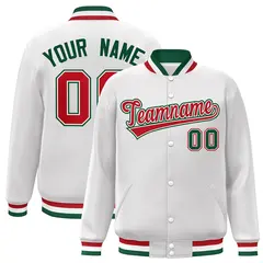 White Red-White Classic Varsity Full-Snap Letterman Jacket