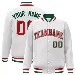 White Red-White Classic Varsity Full-Snap Letterman Jacket