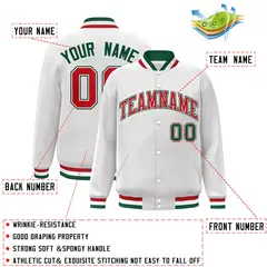 White Red-White Classic Varsity Full-Snap Letterman Jacket 2