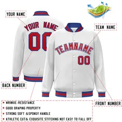 White Red-White Classic Varsity Full-Snap Letterman Jacket 2