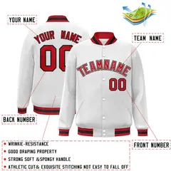 White Red-White Classic Varsity Full-Snap Letterman Jacket 2