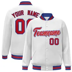 White Red-White Classic Varsity Full-Snap Letterman Jacket 1