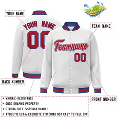 White Red-White Classic Varsity Full-Snap Letterman Jacket 2