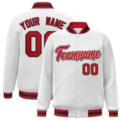 White Red-White Classic Varsity Full-Snap Letterman Jacket 1