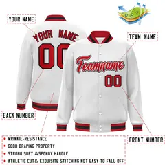 White Red-White Classic Varsity Full-Snap Letterman Jacket 2