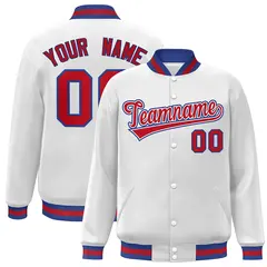 White Red-White Classic Varsity Full-Snap Letterman Jacket 1