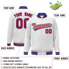 White Red-White Classic Varsity Full-Snap Letterman Jacket 2