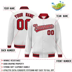 White Red-White Classic Varsity Full-Snap Letterman Jacket 2