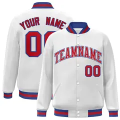 White Red-White Classic Varsity Full-Snap Letterman Jacket 1