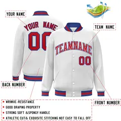 White Red-White Classic Varsity Full-Snap Letterman Jacket 2