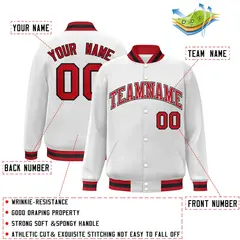 White Red-White Classic Varsity Full-Snap Letterman Jacket 2