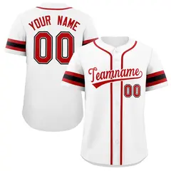 White Red-White Full-Button Classic Baseball Jersey