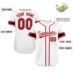 White Red-White Full-Button Classic Baseball Jersey 2