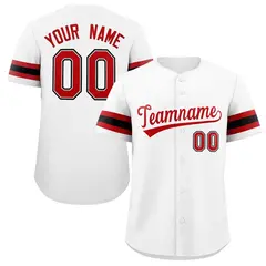 White Red-White Full-Button Classic Baseball Jersey