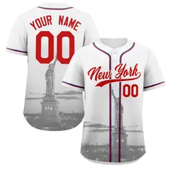 White Red-White New York City Skyline Baseball Jersey 1