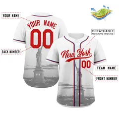 White Red-White New York City Skyline Baseball Jersey 2