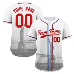 White Red-White New York City Skyline Baseball Jersey 1
