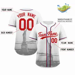White Red-White New York City Skyline Baseball Jersey 2